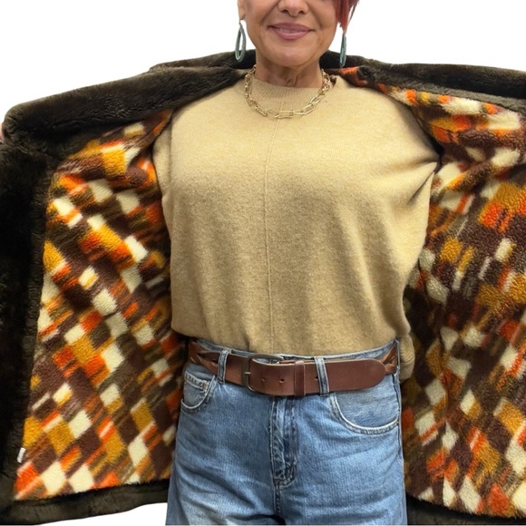Vintage 60's Avon Chocolate Teddy Retro Mod Faux Fur Double Breasted Cozy Coat - Picture 10 of 17